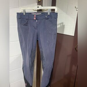 Symphony by Tredstep Knee Patch Breeches, Size 28R, low-rise, front zip, blue